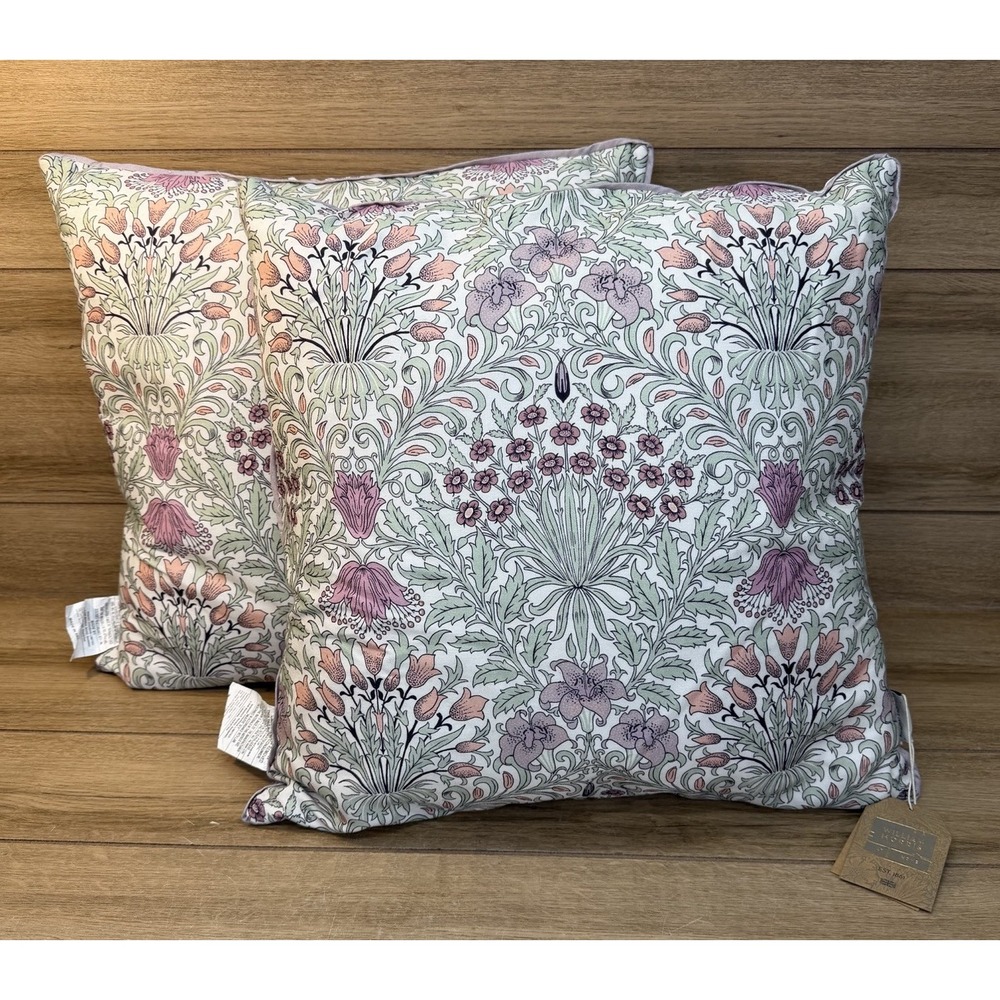 William Morris At Home Garden Lavender Pillow English Cottage Boho Set Of 2 NWT